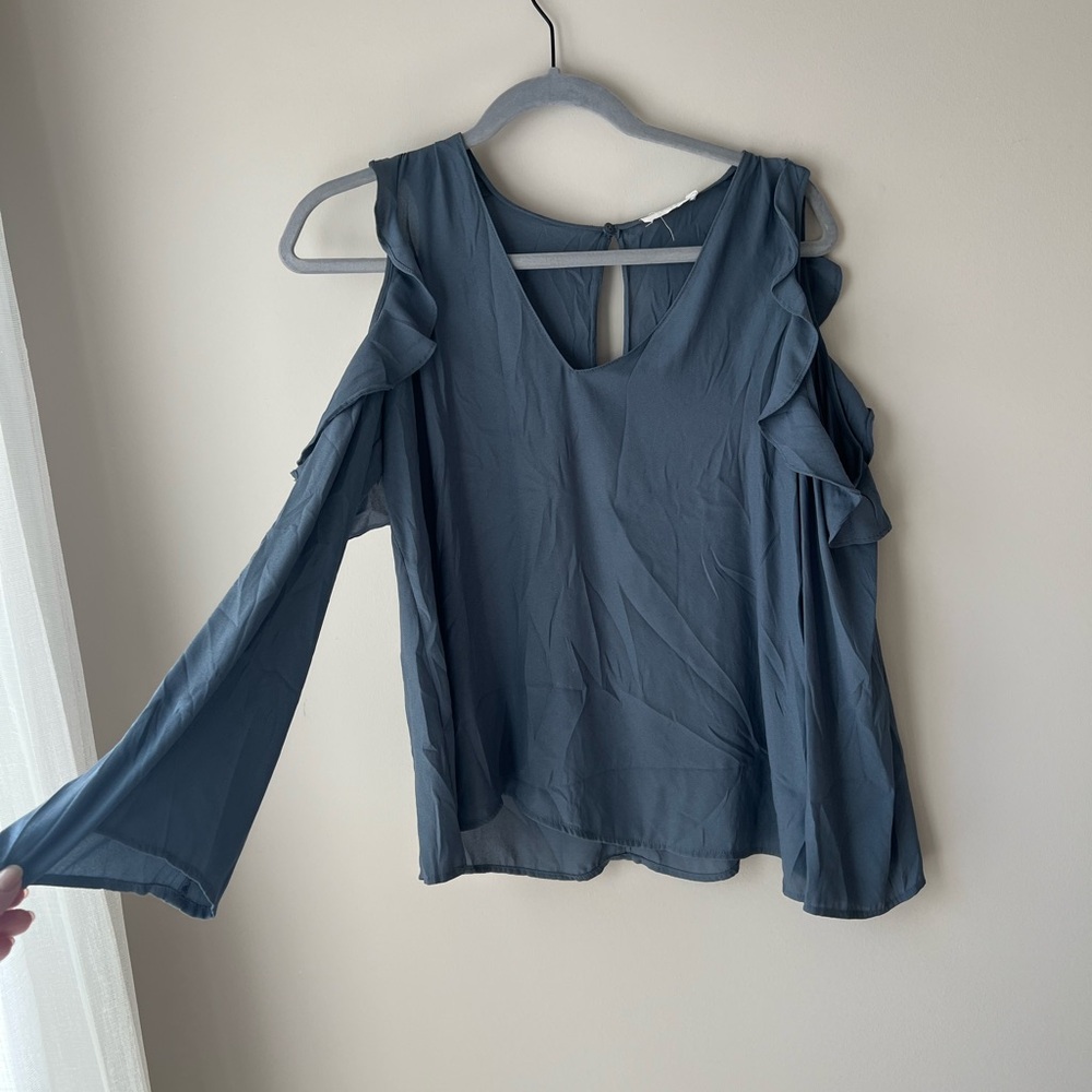 Chiffon Shirt with Peek-A-Boo Shoulders